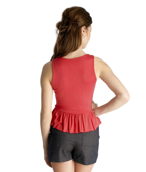 Pixie Peplum top Coral